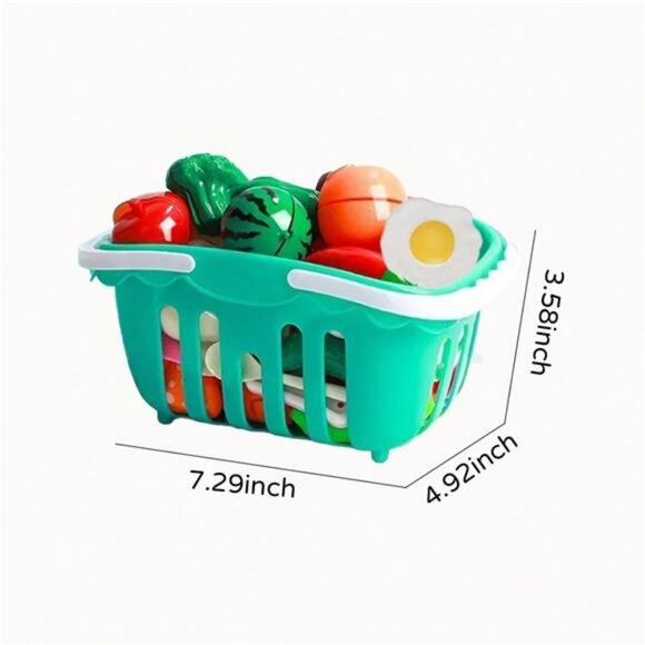 20pcs Children Fruit Cutting Kitchen Playset, Storage Basket, Kids Pretend Play - Picture 3 of 5